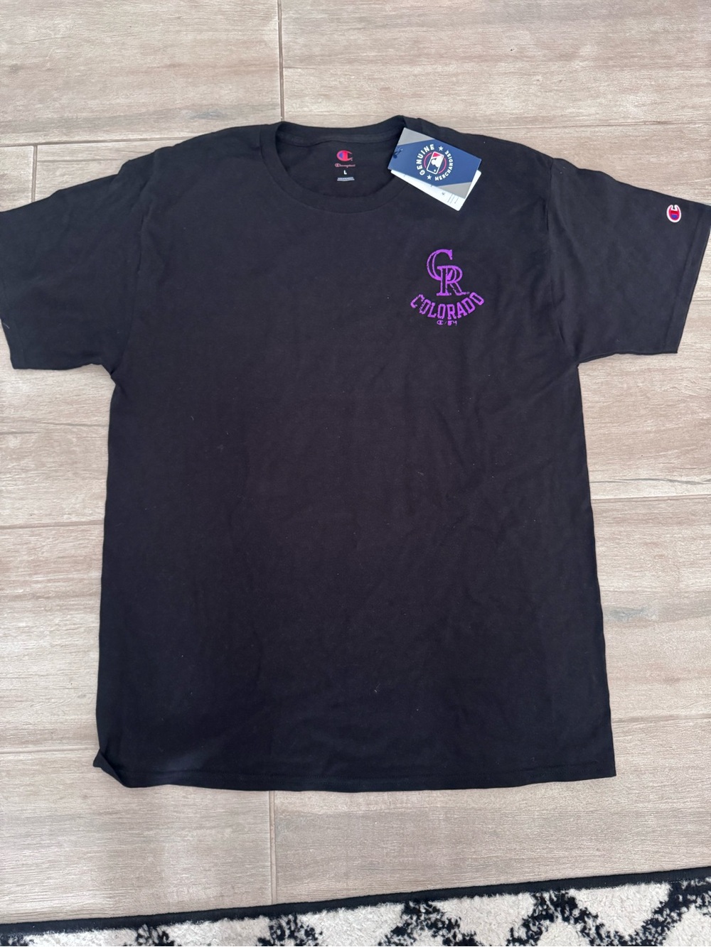 Champion Black Colorado Rockies Short Sleeve Tee with Purple Logo